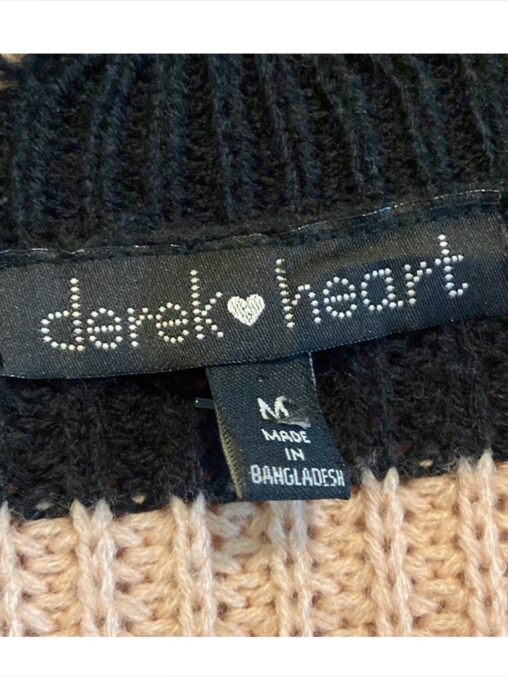 DEREK HEART • Fringe Frayed Edge Detail Black and Beige Colorblock Open Cardigan - Picture 4 of 7